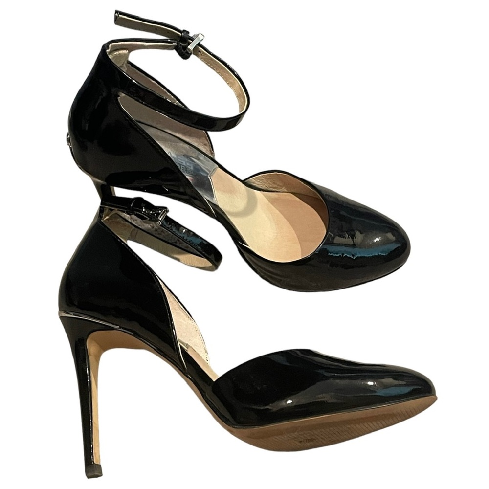 Michael Kors Black Leather Georgia Ankle Strap Pump Heels
